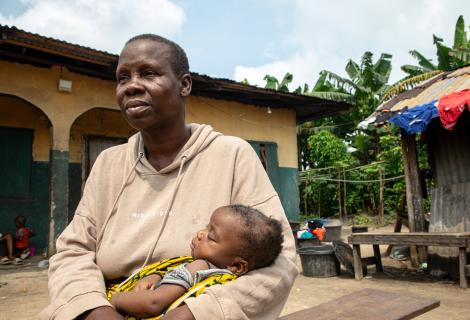 Alice, a 59-year-old grandmother from Iwirikan shows the physical impacts of Shell's destructive activities 